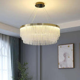 Crystal Tassel Gold Ring Pendant Chandelier - Clowas